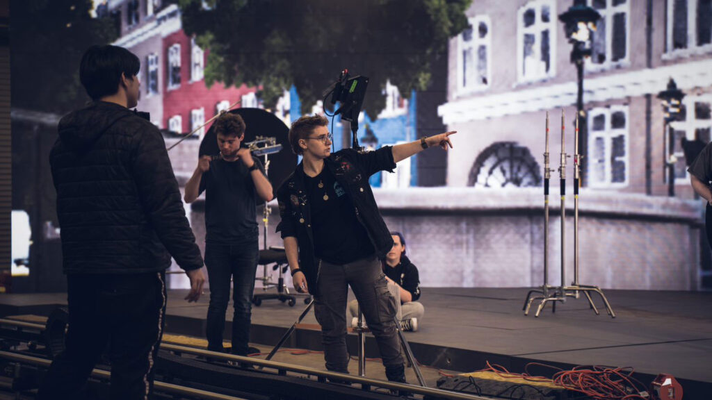 Students Filming on Set with LED Screen | AIE Film School